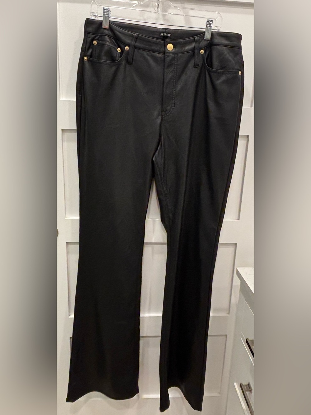 J. Crew Black Boot-Cut Faux Vegan Leather Pants